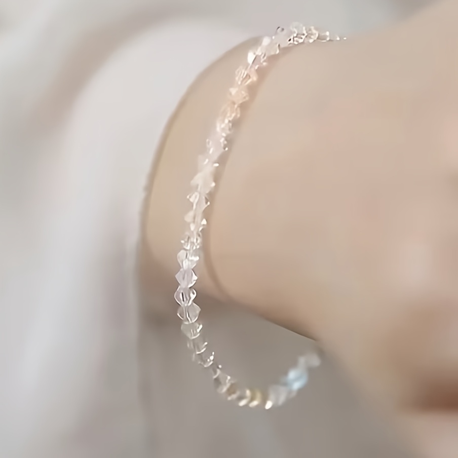 Women's Elegant Thin Bracelet with Shiny Acrylic Beads